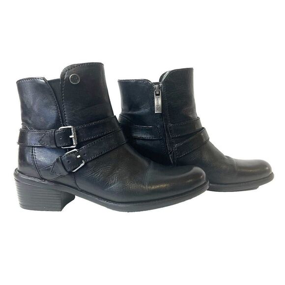 bussola Black Leather Classic Buckle Ankle Boots Booties Women’s EU 36 US 6-6.5 - Picture 2 of 13